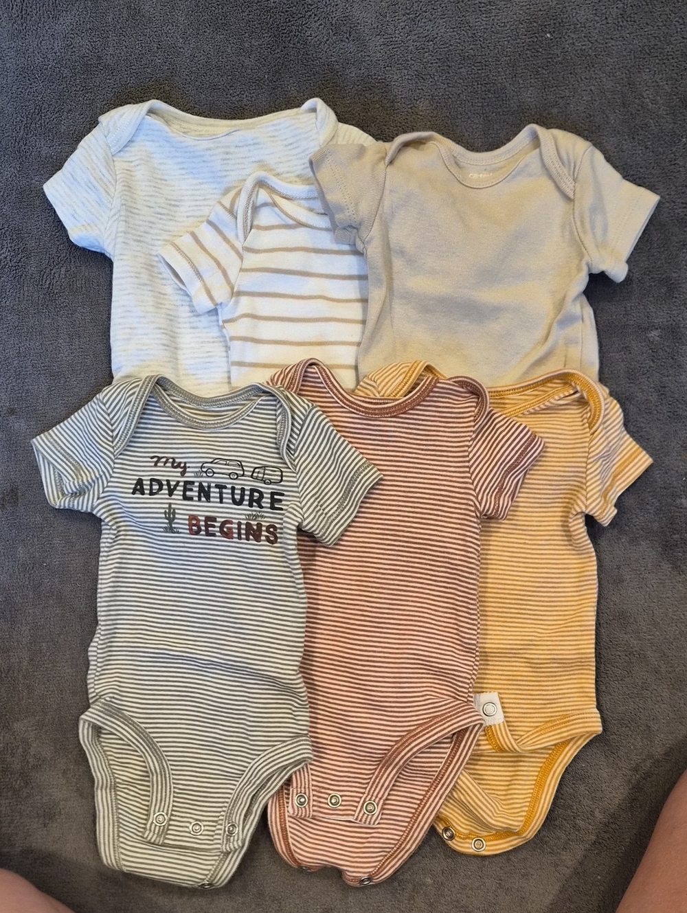 Unbranded Kids One-Piece Bodysuit Set in Neutral Stripes and Solids